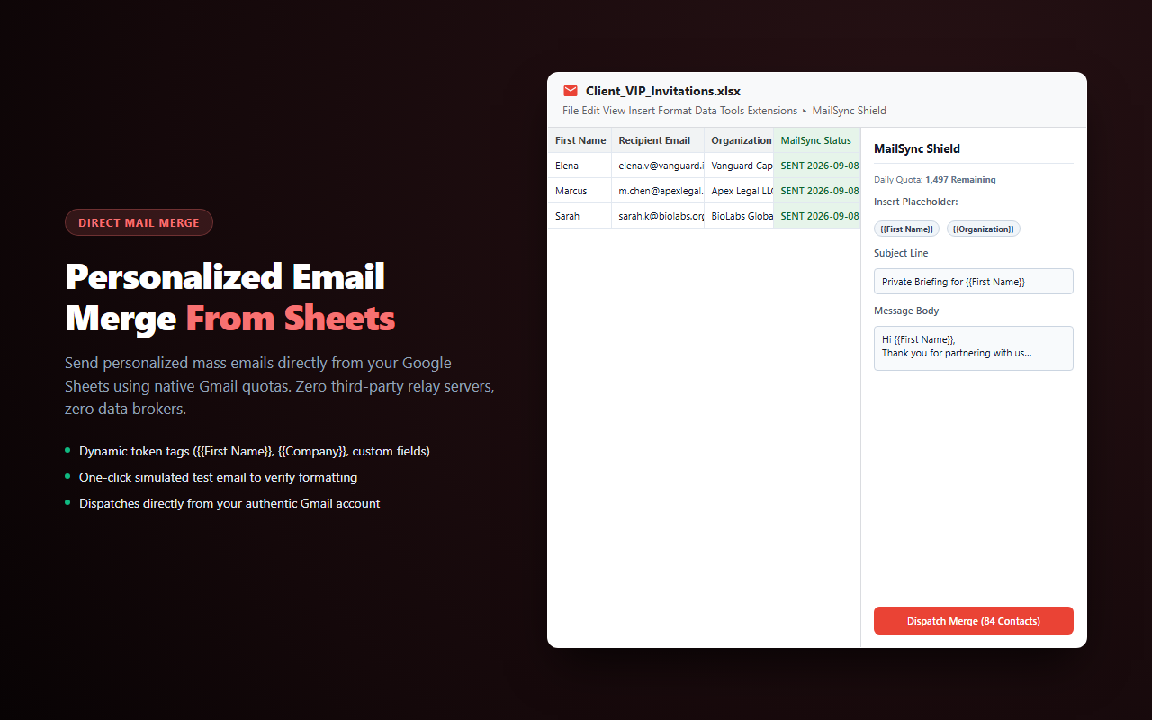 MailSync Shield — personalized template builder and token tags