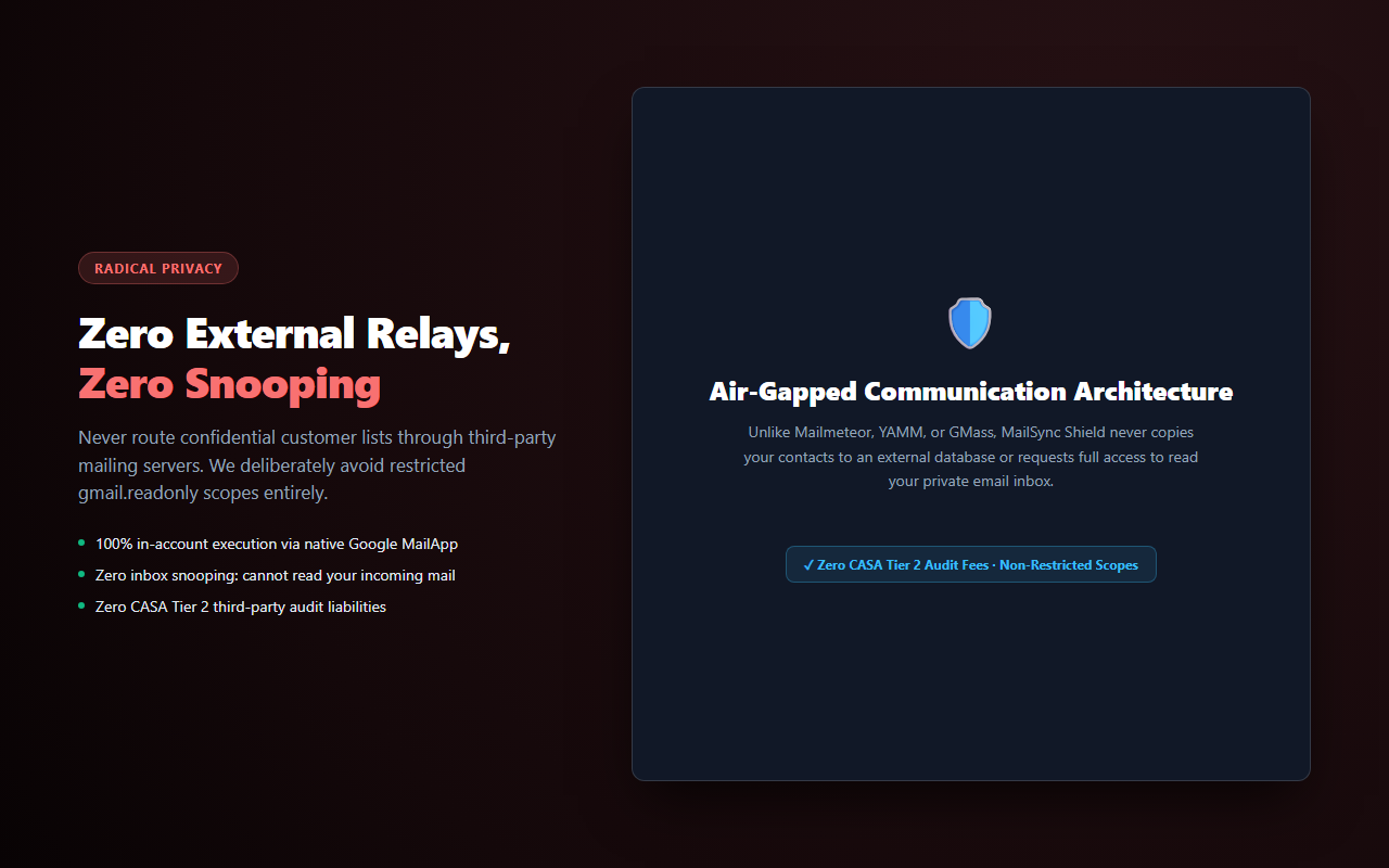 MailSync Shield — in-sheet status tracking and quota monitor