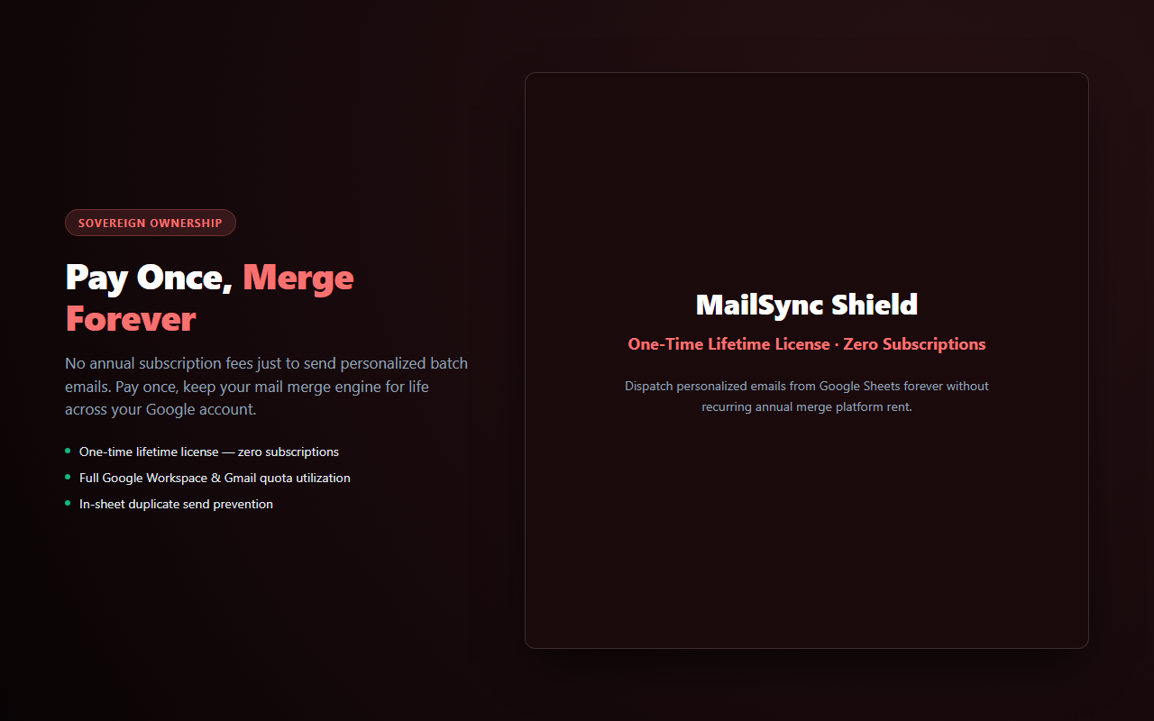 MailSync Shield — sovereign ownership vs monthly subscription rent