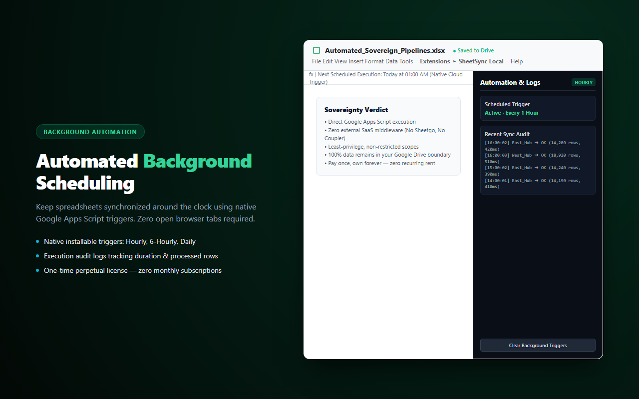 SheetSync Local — background time-driven automation and sovereign ownership